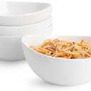 Sweese 42oz Porcelain Serving Bowls - Set of 4, 8-Inch White Bowls for Salad, Soup, Pasta & More - Microwave, Dishwasher & Oven Safe