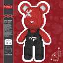 Red Teddy Blocks Bear Micro Building Blocks Set(4500Pieces) Christmas Graffiti Bear Building Blocks Creative Gift, Home Office Decor for Kids Adults 8+