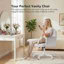HUANUO Criss Cross Office Chair for Women, Cross Legged Desk Chair with Adjustable Armrests, Soft Corduroy Fabric for Small Spaces, Petite Home Office Computer Chair for Girls, White