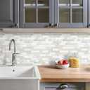Thick Kitchen Backsplash 3D Peel and Stick Tile 12"x12" Self Adhesive Sticky Marble Tiles Bathroom Wall (10-SheetBeige White)