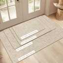 LEKEEPGO Ultra Thin Indoor Door Mat 24"x47", Low-Profile Door Mat Indoor Entrance, Non Slip Rubber Backing Inside Doormat Washable Welcome Front Entryway Dirt Trapper Entry Mat, Khaki