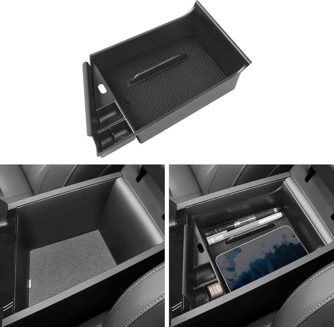 YOJOJOCO Center Console Organizer Compatible with Hyundai Elantra 2025 2024 2023 2022 2021 Accessories Black ABS Plastic Material Armrest Secondary Storage Box (NOT Fit Manual Hand Break Models)