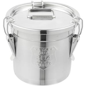 DYNAMI 304 Stainless Steel Containers With Lid,202oz Airtight Flour Container for Kitchen,5-10lbs Metal Airtight Canisters Milk Jug Coffee Bean Cookies Canisters w/Locking Clamp (6L/1.6Gal)