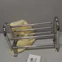 BESy Adjustable 15-25 Inch Towel Rack with Shelf for Bathroom and Lavatory Towel Shelf Double Towel Bar Rod 4 Hooks Wall Mount Multifunction Towel Holder Hotel Style Stainless Steel Polished Chrome