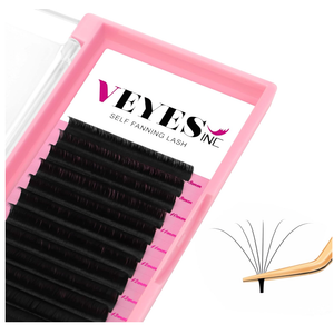 VEYES INC Easy Fan Volume Lash Extensions 03 05 07 J/B/L/C/CC/D/DD Curl 825mm Mixed & Single Length Tray, Matte Black Self Fanning Eyelashes, Professional Supplies for Lash Techs (0.07 CC 816mm)