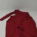BTFBM Women Elegant Long Sleeve One Shoulder Cocktail Dress Bodycon Ruched Tie Waist Wrap Dress Solid Color Midi Party Dress (Small, Solid Wine Red)