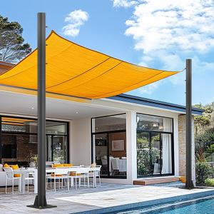 2 Pack Shade Sail Poles, 10 FT Outdoor Sun Shade Poles for Deck, 2.4" Diameter Steel Heavy Duty Shade Pole Kit for Outdoor Shade in Ground and Backyards, Patio, Deck, Black Three Ring Sun Shade Pole,  10 ft- 2 Pack, black