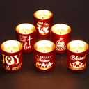 Mumufy Set of 6 Christmas Nativity Votive Candle Holders with 10 Candles Advent Tealight Holders Red Christmas Glass Centerpiece for Xmas Table Decoration Home Party Wedding