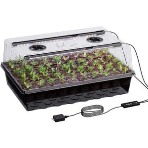 Patigrow 60-Cell Self-Watering Seed Starter Tray with Grow Light, Seed Starter Kit with 4.07 Humidity Dome, Indoor Seedling Starter Tray, Seed Starting Trays for Plant Germination, Seeds Growing