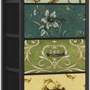 Furnulem 4 Drawer Dresser, Vertical Nightstand for Kids, Adult, Fabric Chest of Drawers for Bedroom, Living Room, Closet, Nusery, Storage Tower Unit Retro Style Furniture, Wood Desk Top (11.8"D x 15.8"W x 31.5"H (4 Drawers))