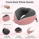 Neck Pillow Airplane - Premium Memory Foam Travel Pillow with Portable Storage Case, 360 Neck Support, Compact Lightweight for Long Flights, Office & Travel (Pink)