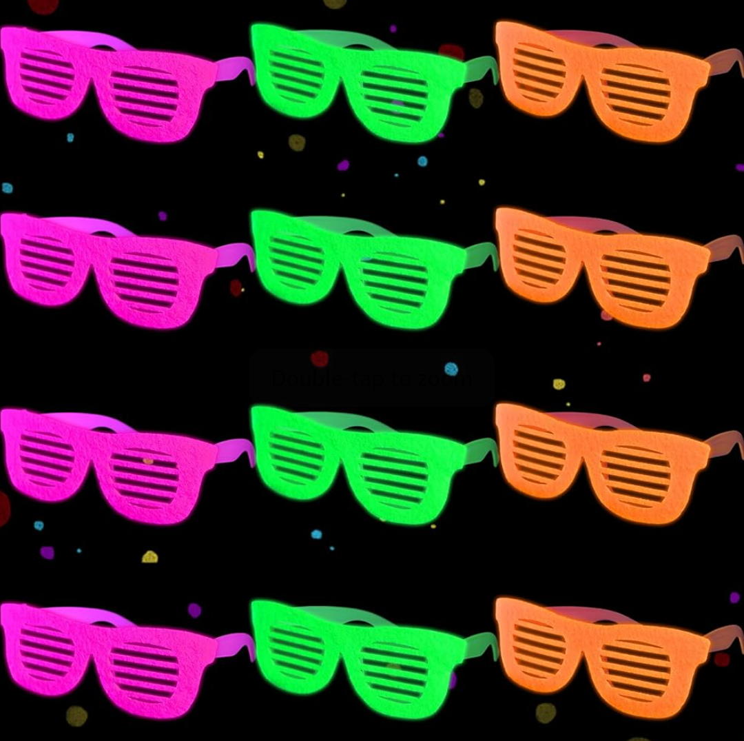 Mega-L 12 Pcs Glow in The Dark Glasses, Glow in The Dark Party Supplies, Neon Blacklight Eyeglasses Party Favors, Glow Photo Booth Props Eyewear Accessories for Women, Men, Adult Halloween