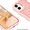 Jusy Butterfly Phone Case for iPhone 12/12 Pro, Compatible with MagSafe, Silicone Cute Butterfly Curly Wave Edge Phone Case, Slim Shockproof Protective Phone Cover for Women Girls, Pink