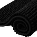 SUBRTEX Bathroom Rugs Chenille Bath Rug Soft Short Plush Bath Mat Soft Shower Mat Water Absorbent Shower Mat Quick Dry Machine Washable(Black,16" x 24")