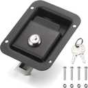Black Truck Tool Box Lock Replacement kit, 304 Stainless Steel Locking Paddle Latch, Truck Bed Toolbox Handle, Trailer Door, RV, Camper, Storage Box, 4.7" L x 3.62" W with keys, Black 1PC