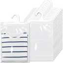 10 Pcs Hanging Storage Bags Reusable Clear HangingBags Clear Hook Hanging Plastic Bags for Classroom Library Armoire Bathroom(10'' x 12.5'')