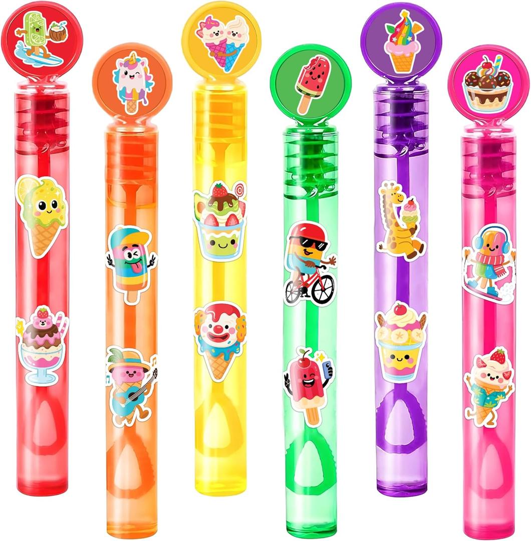 Ice Cream Party Favors for Kids - 24PCS Sweet Dessert Bubble Wands | Birthday Party Supplies, Goodie Bag Fillers, Classroom Rewards, Theme