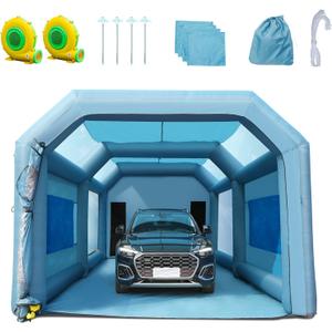 VEVOR 26x15x11ft Inflatable Paint Booth, Inflatable Spray Booth, High Powerful 750W+950W Blowers Spray Booth Tent, Car Paint Tent Air Filter System for Car Parking Workstation Motorcycle Garage