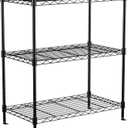 3-Tier Wire Shelf Rack,24" Dx14 Wx 30" H,Wire Metal Shelving with Lockable Wheels,Height Adjustable Storage Standing Shelves for Kitchen,Living Room,Laundry,Office,Pantry,Studio,Black