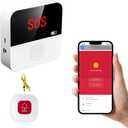 WiFi Elderly Monitoring, Caregiver Pagers Life Alert Systems for Seniors no Monthly Fee, 1 Receiver & 1 Panic Button, Compatible with Tuya Smart/Smart Life APP (Only Supports Wi-Fi 2.4GHz )