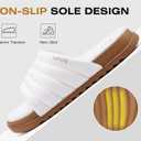 GPOS Womens Slides with Memory Foam Soft Cushioned Cozy House Slippers for Woman Comfy Open Toe Ladies Sandals Leather Slip on Bedroom Shoes Plantar Fasciitis Indoor Outdoor (White)