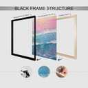 OAOPIC Summer Beach Surfs Up Canvas Wall Art, Coastal Surfing Pink Blue Sea Scenery Poster, Vintage Beachy Vibe Surfboard Aerial View Print, Endless Summer Painting for Living Room 12x16in Unframed