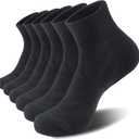 Lapulas 6 Pack Men's Ankle Socks with Cushion, Cotton Quarter Socks for Sport Training Running (Large, Black)
