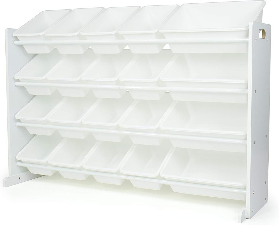 Humble Crew Toy Storage Organizer with 20 Removable Storage Bins for Kids Playroom, 4-Tier Toddler Toy Organization, White/White