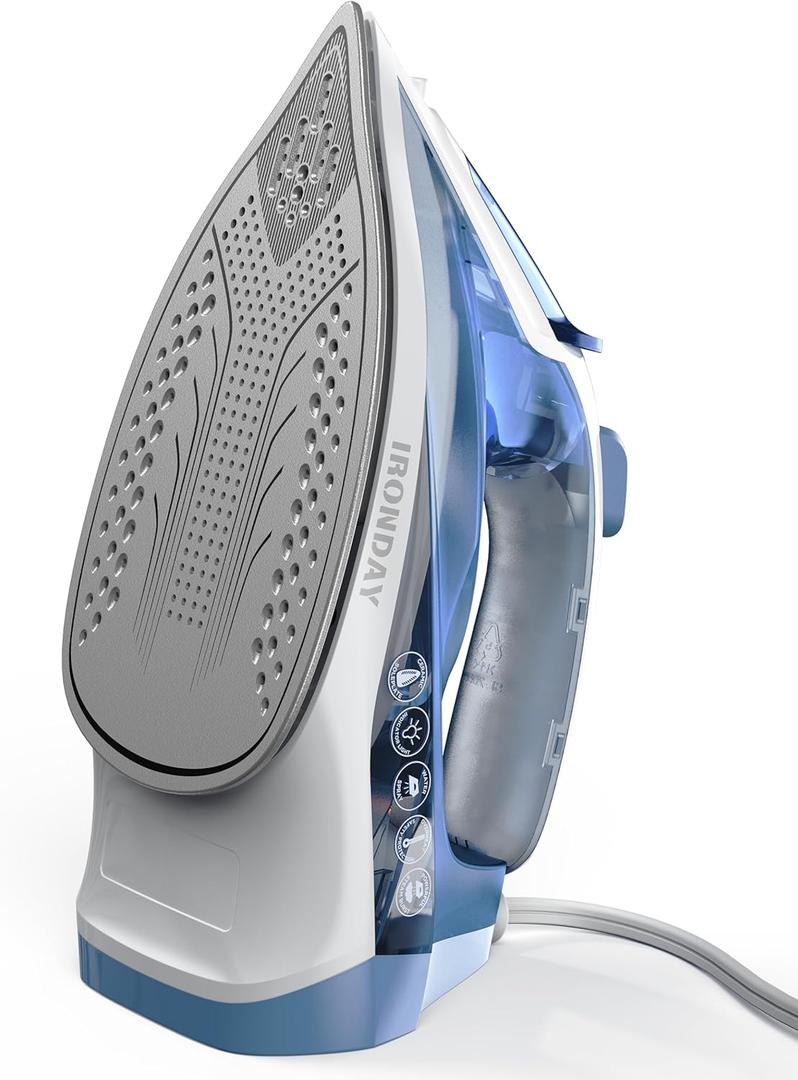 Mini Steam Iron for Clothes, 1100W Small Iron with Non-Stick Soleplate, Grey