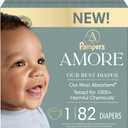 Pampers Amore, Size 1 (8-14 lbs), 82 Count, Our Best Diaper Hypoallergenic & Fragrance Free, Up to 100% Leakproof, Soft as Cashmere