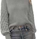 PRETTYGARDEN Women's Fall 2026 Pullover Sweater Casual Long Sleeve Loose Chunky Knit Tops Blouse Winter Fashion Clothing (Gray, M)