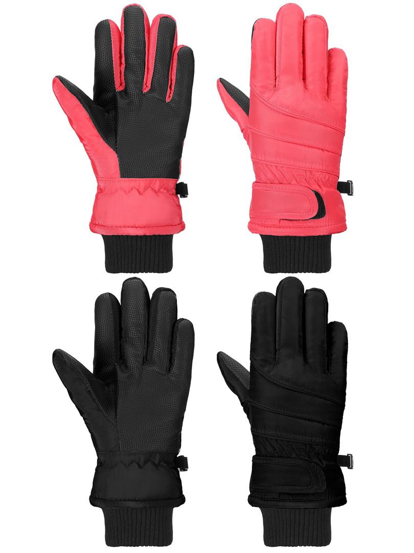 SATINIOR 2 Pairs Kids Waterproof Winter Snow Gloves Ski Gloves for Boy Girl Outdoor Warm Thickening Snowboar