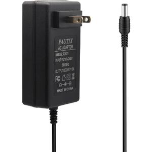 PAUTIX 24V DC Power Supply Adapter 24Volt 2A 48W AC to DC Converter Transformer 100-240V AC Input with 5.5 x 2.1mm US Plug for LED Strip, CCTV Camera, Black