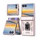 Megden for Samsung Galaxy Z Flip 7 Case with Hinge Protector and Ring Metal Magnetic Kickstand Phone Case Military-Grade Drop Resistant Protection Cover for Galaxy Z Flip 7 (Pink）