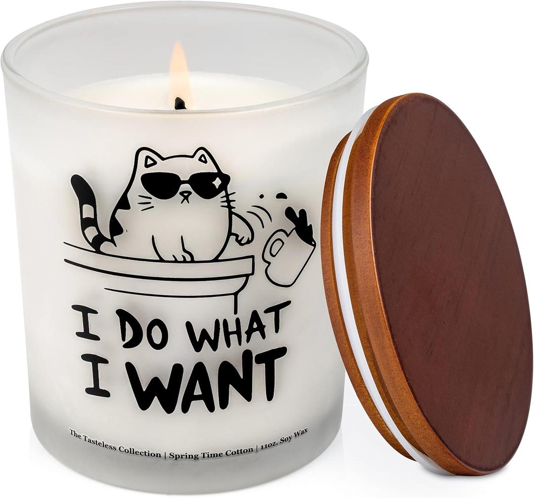 Cat Gifts for Pet Lovers - Funny Candle for Mom, Dad, Women and Men - Decor for Room, Bathroom, Home Office Desk Decorations, Crazy Cat Lady Things