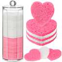 Sieral 120 Pcs Compressed Facial Sponges with Container Disposable Face Sponge Pads for Washing Face Cleansing Exfoliating Esthetician Makeup Removal(Heart,White, Pink)