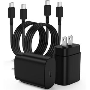 2Pack 25W USB C Charger for Samsung Galaxy S24 Ultra, Super Quite Fast Charging Type C Block with 3FT C to C Cord for Samsung Galaxy Tab S9 S8 S23 Ultra S22 Ultra S23 S22+ S22 S21 Note 10 Plus 20