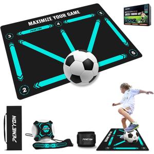Soccer Training Equipment,Soccer Training Mat Improve Strength,Agility and Coordination,Anti-Slip Silent Absorption Soccer Footwork Training Mat,Soccer Trainer for Indoor/Outdoor Drills