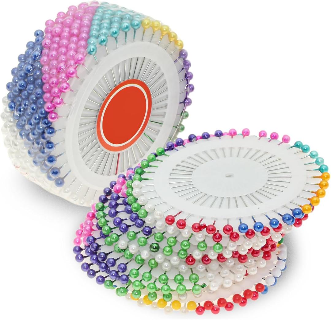 Straight Pins Sewing Set, 2 Rolls of 480pcs Each, Multi-Color Pins for Fabric, Hijab Pins & Backpack Sewing for Christmas & Other Crafts Making 960pcs