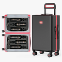 Liquor Suitcase 6 Bottle, Hard Shell Travel Case with TSA Approved Lock, Removable Insert & 360° Spinner Wheels for Air Travel (Black)