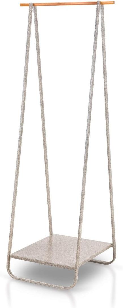 JEFEE Narrow Clothes Rack Simple Garment Rack with Shelf 1-Tier Coat Clothing Organizer Storage for Hats Bags Shoe for Entryway Bedroom Dorm Pool, L21.3xW18.3X H55.1 inch, Marble Texture (Stone)