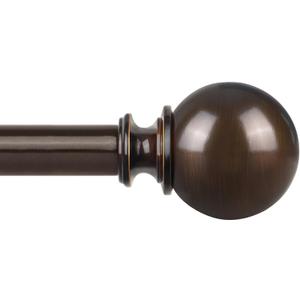 KAMANINA Bronze Curtain Rods for Windows 120 to 170 Inches, Long Heavy Duty Curtain Rod 140 to 195 Inches (11.6-16.2ft), 1 Inch Decorative Drapery Rod with Round Finials (140-195", Antique Bronze)