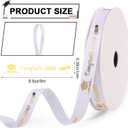 Graduation Ribbon, 0.39 Inch x 9.8 Yards Hot Stamping Process Congrats Grad Ribbon Gold Glitter Decorative Class Ribbon Ribbon for Gift Wrapping Party Decoration (White Gold)