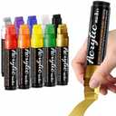 Acrylic Paint Markers, 10 Colors Poster Markers Jumbo 16mm Wide Tip Permanent Ink 36g, Thick Acrylic paint pens for Fabric, Poster, Glass, Rock Painting, Stone, Wood, Car, Ceramic (10 Colors - Red, Orange, Yellow, Green, Blue, Purple, Black, White, Gold and Silver)