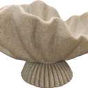 16" Large Decorative Bowl decor , Modern Home Decoration Scallop Bowl,Fashion Key Bowl for Entrance Table, Decorative Fruit Bowl for Kitchen Counter, Ruffle Decor, With Base, Artificial Stone Beige, 16.14inch