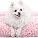 KSIIA Washable Dog Bed Deluxe Plush Dog Crate Beds Comfy Kennel Pad Anti-Slip Pet Sleeping Mat for Large, Jumbo, Medium, Small Dogs Breeds, 23" x 18", Pink