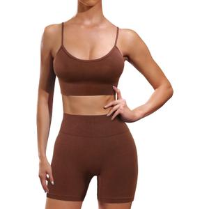 Workout Sets for Women 2 Piece Outfits Gym Shorts Women High Waisted with Adjustable Padded Sports Bra Gym Sets (Small)