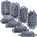 Tongjude 4 Piece Silicone Loaf Pan for Baking, Non-Stick Kitchen Oven Bread Pan, Perfect for Banana Bread, Sandwich, Pound Cake and Meatloaf, 6 Cups, Grey