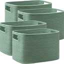 UBBCARE 4 Pack Shelf Baskets, Larger Woven Storage Baskets for Organizing(14.5''L x 9.84''W x 9''H), Basket Organizer for Dog Toys, Books, Clothes, Large Gift Basket, Grass Green