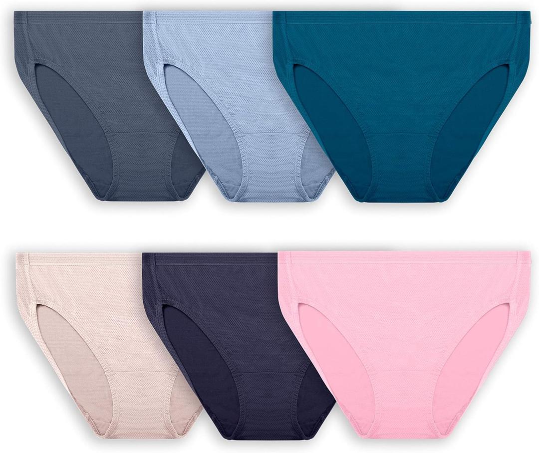Fruit of the Loom womens Microfiber Panties 6 pack (Regular & Plus Size) Underwear (Hi Cut - Micro Mesh - Colors May Vary)